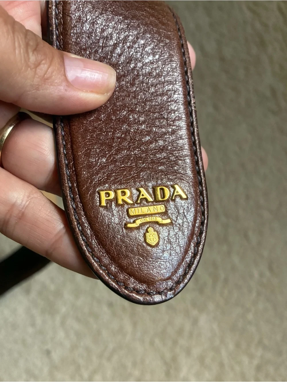 Authentic Prada Brown Leather Belt with Dragon Snake Gold Serpent Buckle - Picture 6 of 15